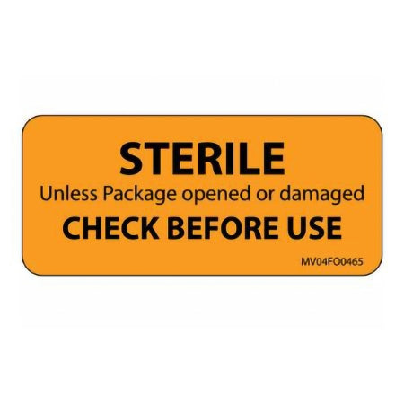PDC - Pre-Printed Label pdc Advisory Label Orange Paper Sterile Check Before Use Black Instructional Label 1 X 2-1/4 Inch - MV04FO0465