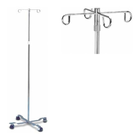 MedSource - IV Pole 4-Hook 5-Leg, Casters,18 lb Aluminum Alloy - Medsource International - MS-47100