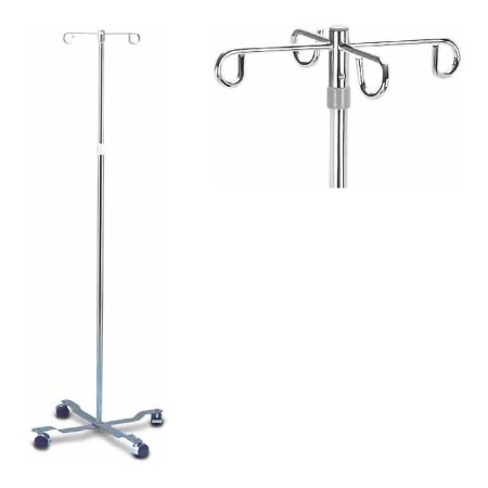 MedSource - IV Pole 4-Hook 5-Leg, Casters,18 lb Aluminum Alloy - MS-47100