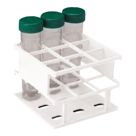 Market Lab - Half Size Test Tube Rack 9 Place 50 mL Tube Size White 3-1/3 X 4-1/3 X 4-1/3 Inch - 5317-WH