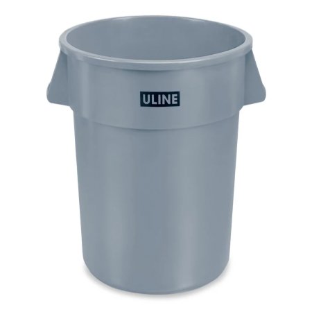 Uline - Trash Can 44 gal. Round Gray LLDPE Open Top - H-3688GR