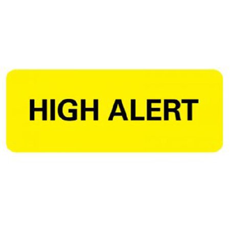UAL - Pre-Printed Label Advisory Label Yellow Paper HIgh Alert Black Warning Label 7/8 X 2-1/4 Inch - ULHN602