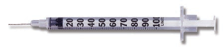 Becton Dickinson Micro-Fine Insulin Syringe with Needle 1 mL 27 Gauge 5/8 Inch Attached Needle Without Safety - 329412