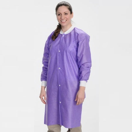 Long Sleeves Knee Length Lab Coat - Purple