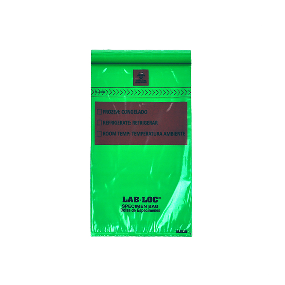 Lab-Loc Specimen Bags with Removable Biohazard Symbol - Green Tint