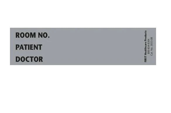 First Healthcare Products - Pre-Printed / Write On Label Chart Tab Gray Plastic Room No_Paitent_Doctor_ Black Patient Information 1-3/8 X 5-3/8 Inch - 5033-08