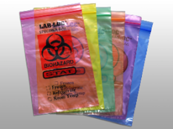 Yellow Tint Reclosable 2-Wall Specimen Transfer Bag (Biohazard)