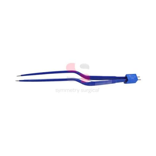 Symmetry Surgical Olsen Bipolar Forceps 4-1/4 Inch Working Length NonLocking Bayonet Handle Straight Smooth, Insulated 1 mm Tips - 20-0421
