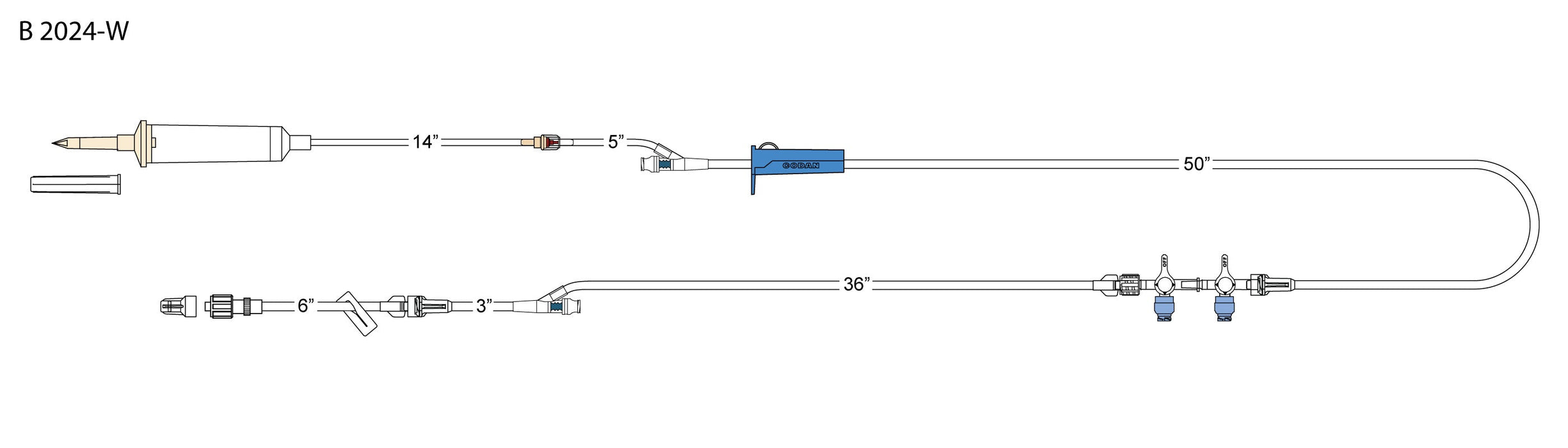 Walrus - Primary IV Administration Set with Extension Set 10 Drops / mL Drip Rate 125 Inch Tubing 2 Ports - B2024-W