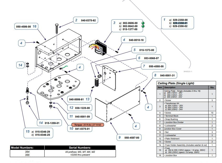 Single Ceiling Plate Assembly