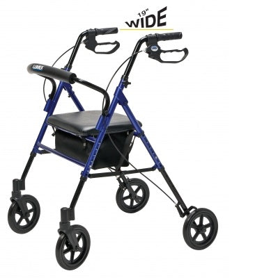 Lumex Set N' Go 4 Wheel Rollator Silver Wide Aluminum Frame