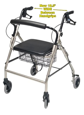 Lumex Walkabout - 4 Wheel Rollator Burgundy Adjustable Height / Wide / Folding Aluminum Frame - RJ4318R