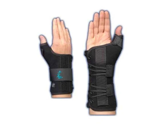 Ryno Lacer - Wrist Brace with Thumb Spica Low Profile Polypropylene / Suede Right Hand Black Small - 223892