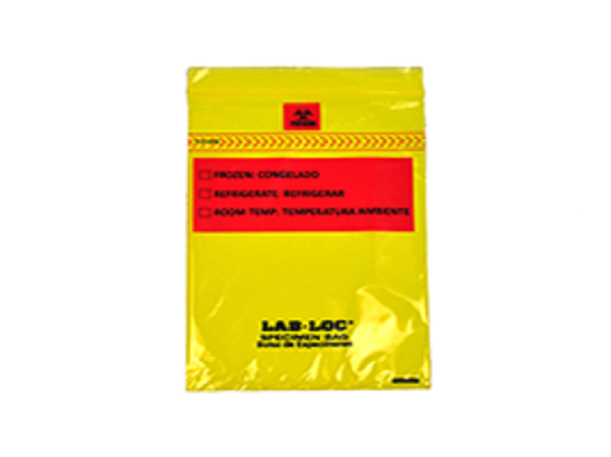 Lab-Loc Specimen Bags with Removable Biohazard Symbol - Yellow Tint