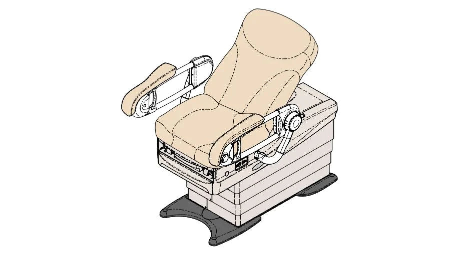 Midmark - Patient Support Rails Plus (Field Installed) For 626, 224, and 225 Examination Chairs - 9A600002
