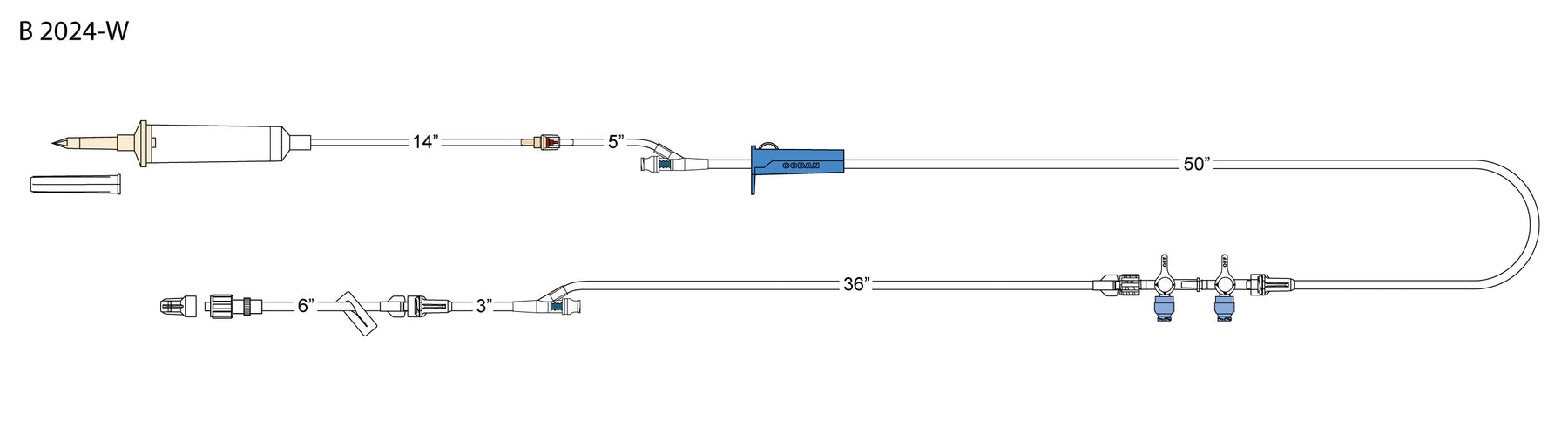 Administration Set 125 Inch Tubing 2 Ports