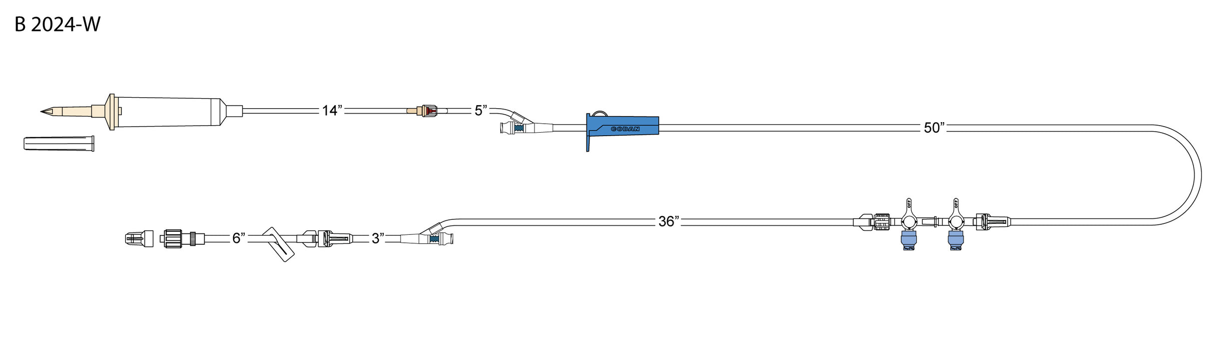 Administration Set 125 Inch Tubing 2 Ports