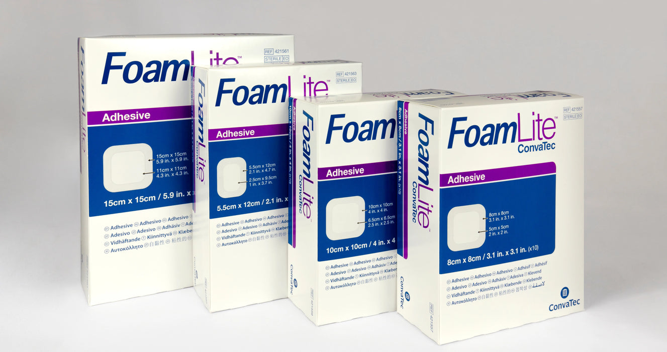 FoamLite - Thin Foam Dressing 2 X 2 Inch Square Silicone Adhesive with Border Sterile - 421927
