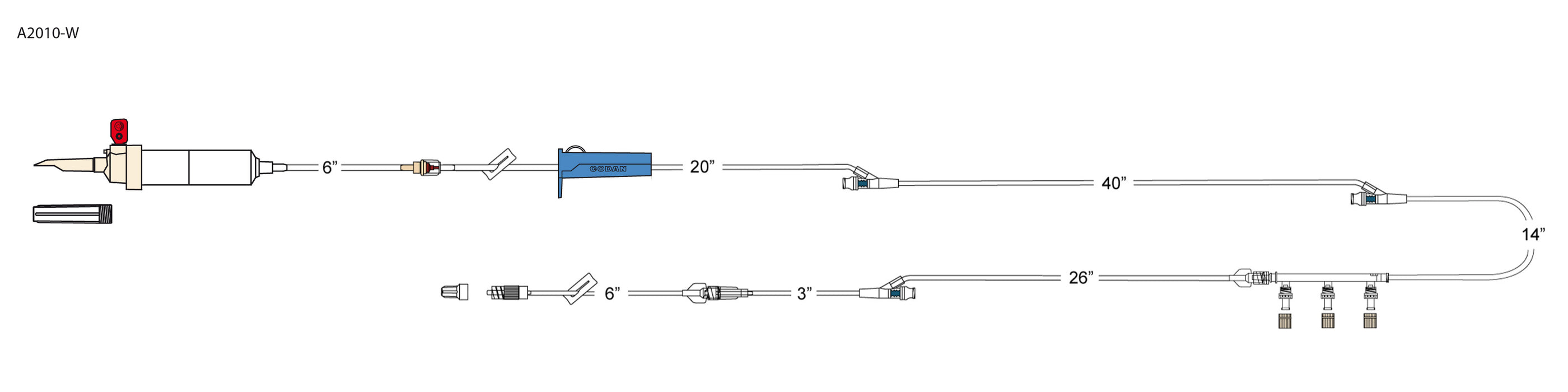 Administration Set 130 Inch Tubing 3 Ports
