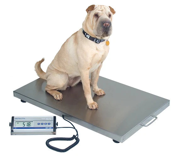 Detecto Scale - Veterinarian Floor Scale Digital Display 330 lbs. Capacity Gray AC Adapter / Battery Operated - VET330WH