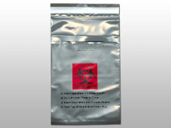 Grey Opaque Adhesive Closure Tamper-Evident Specimen Transfer Bag