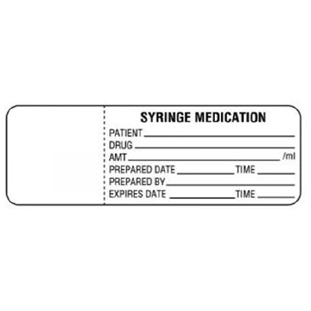 UAL - Pre-Printed Label Anesthesia Label White Paper Syringe Medication Patient_Drug_Amt_Prepared Date_Tm_Prepared by_Exp Date_ Black Syringe Label 1 X 3 Inch - ULFP31223