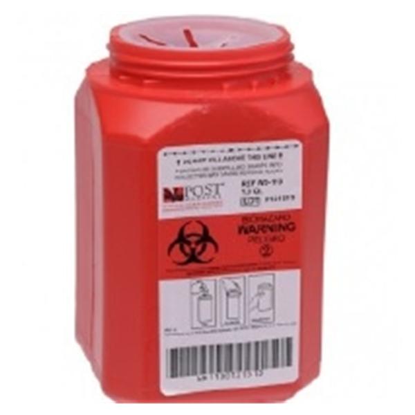 Post Medical Container Sharps 1Qt 1-Piece Polypropylene Screw Cap Red 24/Ca - WD-110