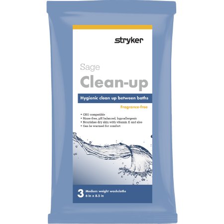 Sage Clean Up - Rinse-Free Bath Wipe Soft Pack Water / Methylpropanediol / Glycerin Unscented 3 Count - 7957