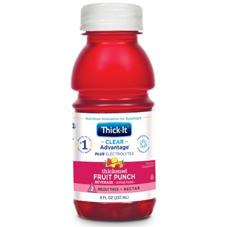 Thick-It Clear Advantage Plus Electrolytes - Thickened Beverage 8 oz. Bottle Fruit Punch Flavor Ready to Use Nectar Consistency - B100-L9044