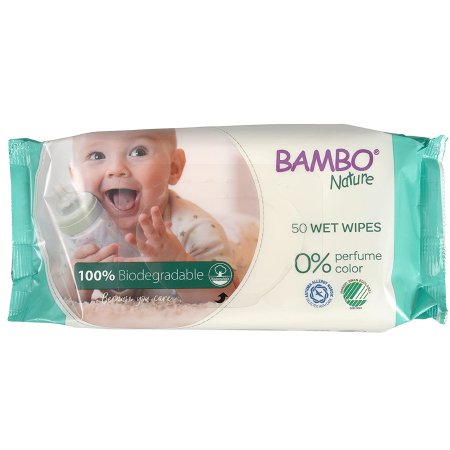 Bambo Nature - Baby Wipe Soft Pack Unscented 50 Count - Abena North America - 1000011933