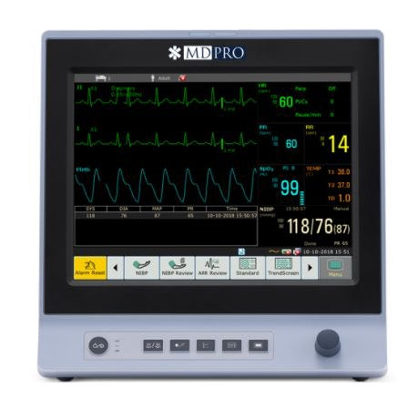 MedPro 6000 - Patient Monitor Monitoring ECG, G2 CO2, HR, NIBP, Pulse Rate, SpO2, Temperature Battery Operated - MDPRO6000-G2.P