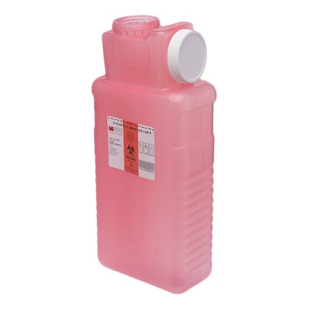 Post - Sharps Container 4.22 L X 8 W X 17.56 H Inch 2.5 Gallon Translucent Red Base / White Lid Vertical Entry Screw On Lid - 1101-LPR-16