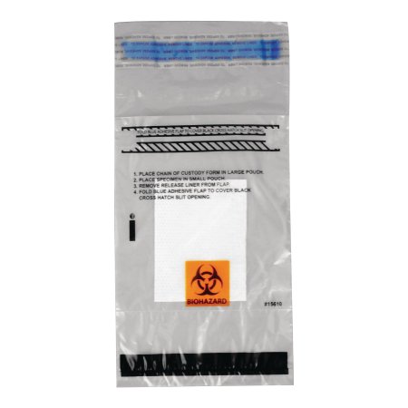 Therapak - Specimen Transport Bag with Document Pouch and Absorbent Pad 6 X 9 Inch Adhesive Closure Biohazard Symbol NonSterile - 15610G