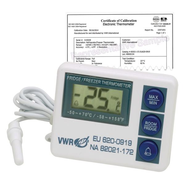 VWR Scientific Thermometer Lb -50-70C Intrnl/-10 To 50C Extrnl Dgt Dspl Wtrprf Snsr 3.5X1.7" Ea - 82021-172