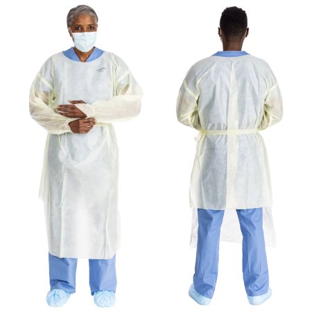 Halyard Basics - Protective Procedure Gown Large Yellow NonSterile AAMI Level 2 Disposable - 43008