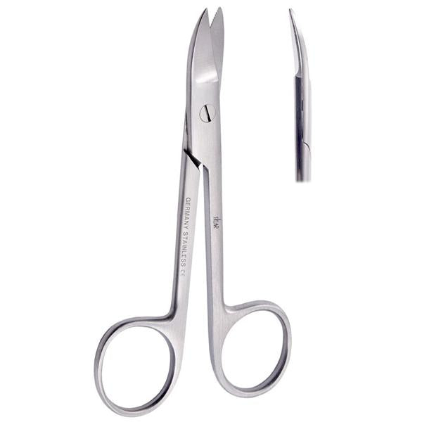 Sklar Instruments Scissors Crown & Collar 4" Sharp/Sharp Serrated Curved Stainless Steel Ea - 24-2341