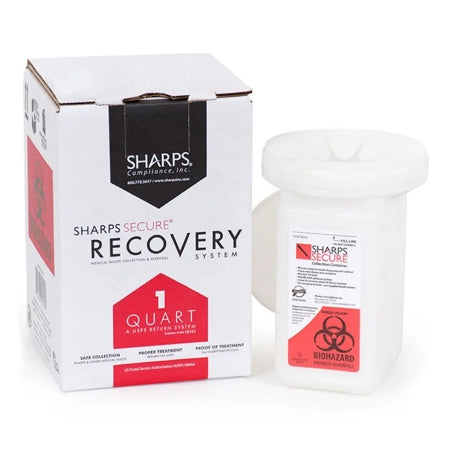 Sharps Compliance - Mailback Replacement Container 4.5 L X 4.5 W X 6.75 H Inch 1 Quart White Vertical Entry Snap On Lid - 10101-012