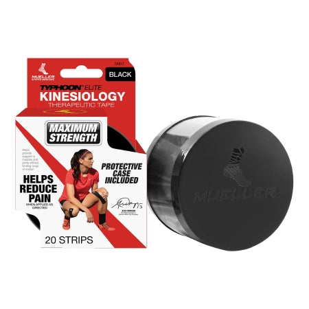 Typhoon Elite - Kinesiology Tape Pre-cut Synthetic material 2 X 9-3/4 Inch Black NonSterile - Mueller Sports Medicine - 24817