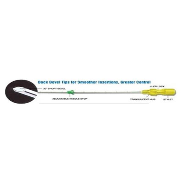 Hakko Needle 22Gx4-3/4" Nerve Block Luer Lock Conventional Each - SB120-22