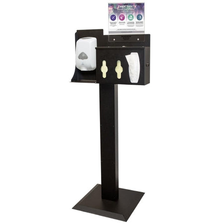 Bowman - Respiratory Hygiene Station BOWMAN Floor Standing Black 25.25 X 58.29 X 17 Inch - BD117-0020