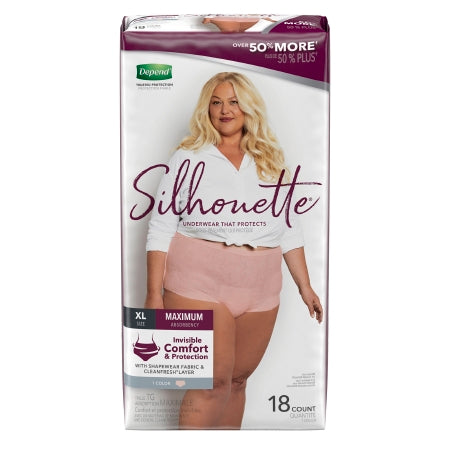 Depend Silhouette - Female Adult Absorbent Underwear Pull On with Tear Away Seams X-Large Disposable Heavy Absorbency - Kimberly Clark - 54219