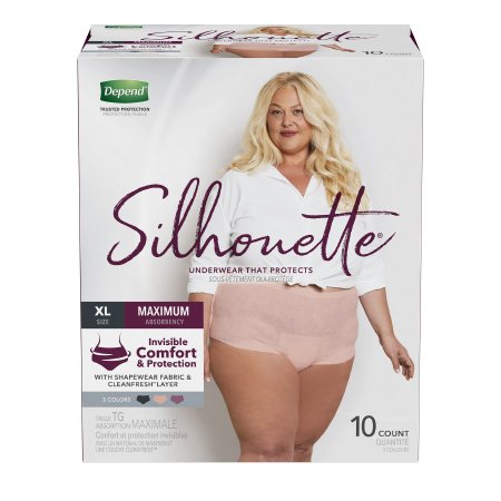 Depend Silhouette - Female Adult Absorbent Underwear Pull On with Tear Away Seams X-Large Disposable Heavy Absorbency - Kimberly Clark - 54238