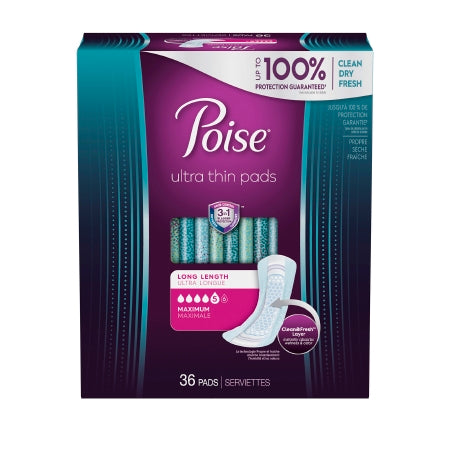 Poise Ultra Thin Maximum - Bladder Control Pad 14.1 Inch Length Heavy Absorbency Sodium Polyacrylate One Size Fits Most Adult Female Disposable - Kimberly Clark - 54352