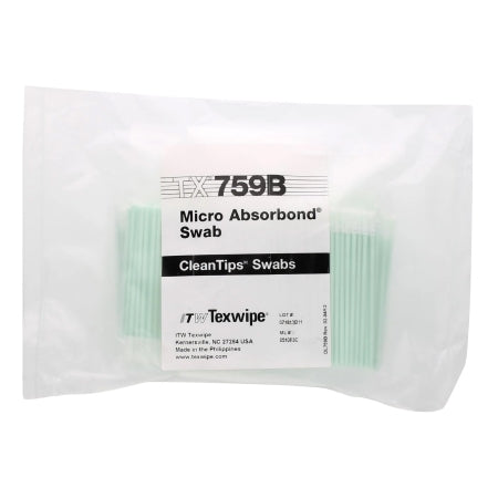 Absorbond - Cleanroom Swabstick White / Green NonSterile Polyester 2.756 Inch Length Reusable - Texwipe - TX759B
