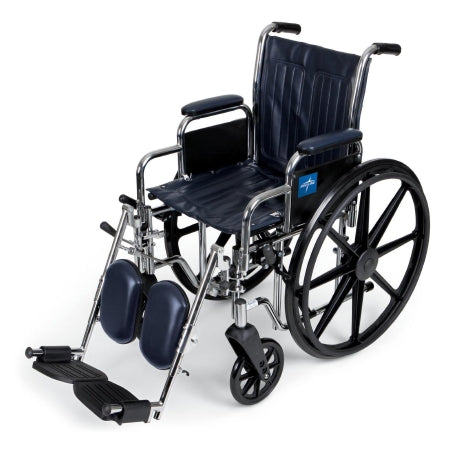 Excel 2000 - Wheelchair Dual Axle Desk Length Arm Elevating Legrest Navy Upholstery 18 Inch Seat Width Adult 300 lbs. Weight Capacity - Medline - MDS806300N
