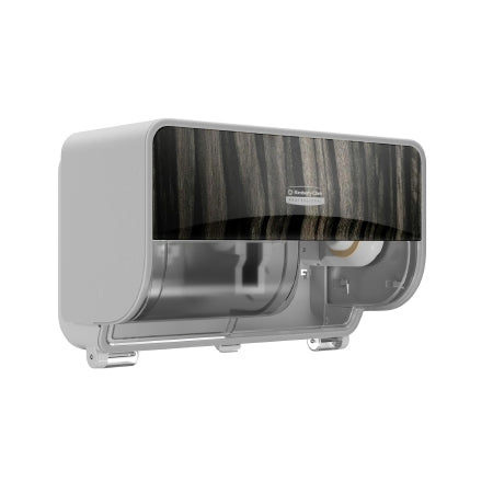 Kimberly-Clark Professional ICON - Toilet Tissue Dispenser Ebony Woodgrain Manual Pull 2 Rolls Wall Mount - 58752