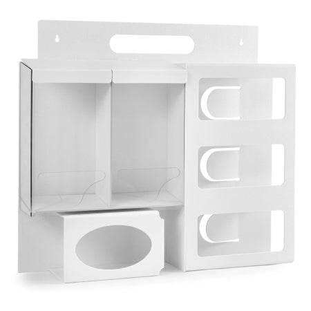 MarketLab - Isolation Station PPE Dispsenser Wall Mounting 3 Boxes of Gloves, 1 Box of Face Masks, and 1 Box of Bouffant Caps White 22.375 X 5 X 19.875 Inch Plastic - ML5295