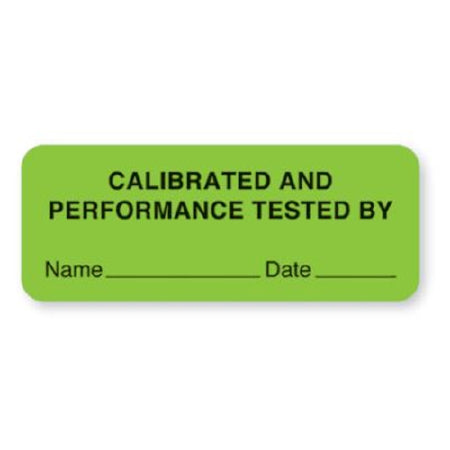 MarketLab - Pre-Printed Label Advisory Label Flouresent Green Calibrated and Performance Tested By Name_ Date_ Dated 0.88 X 2.25 Inch - Market Lab - ML102487