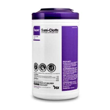 Super Sani-Cloth - Surface Disinfectant Cleaner Premoistened Germicidal Manual Pull Wipe 75 Count Canister Alcohol Scent NonSterile - P86984