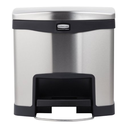 Rubbermaid Slim Jim - Trash Can 4 gal. Rectangle Black / Silver Stainless Steel Step On - 1901982